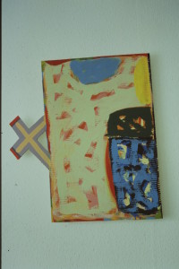 WVZ 13-6-93, Acryl auf Wellpappe, "Baum mit X", 1993, 55,5 x 46,5